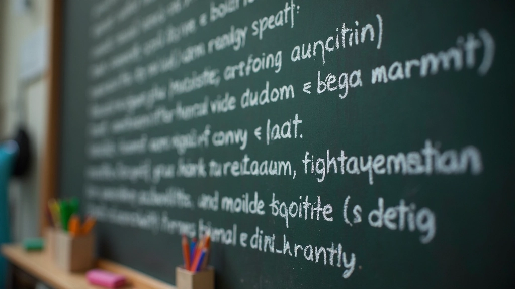 Nederlandse grammaticaregels geschreven op een schoolbord met krijt en potlood ernaast